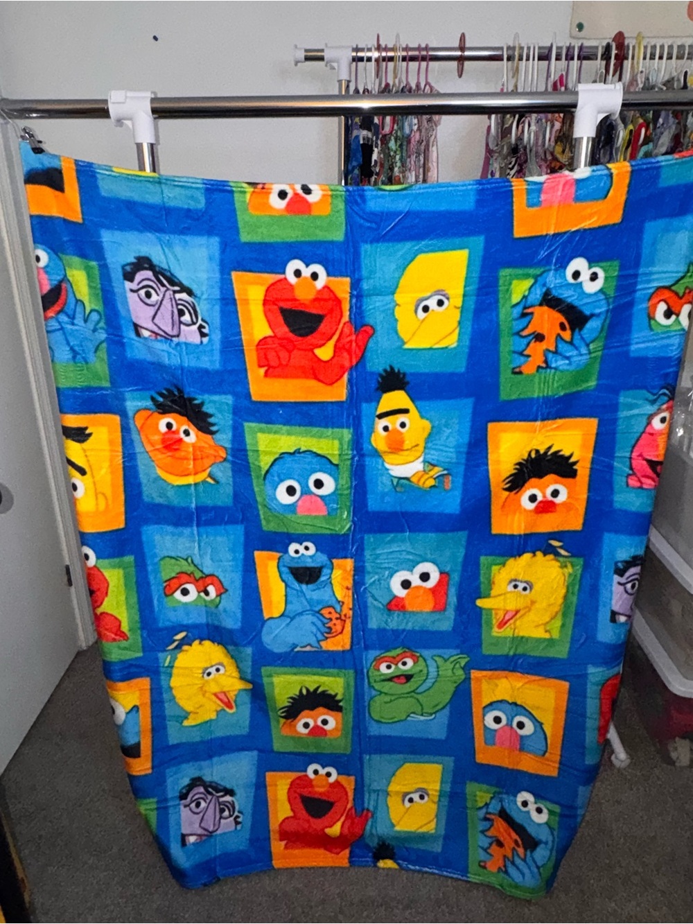 Sesame Street Kids Blue Yellow Orange Plush Throw Blanket - Picture 2 of 2